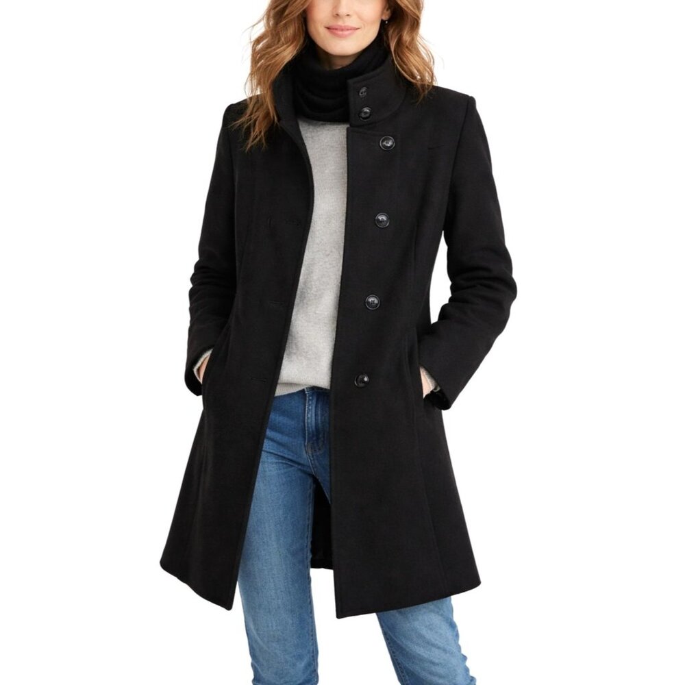 Classic Black Wool Coat for Women